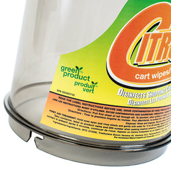 Close up of CitrusWirx dispenser lid showing locking mechanism